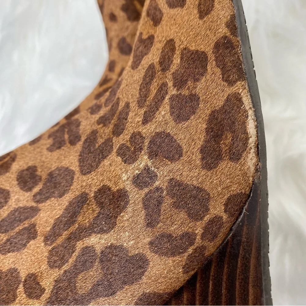 Adrienne Vittadini Sarah Leopard Wedges Size 10